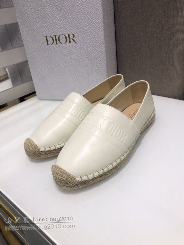 DIOR女鞋 迪奧2021專櫃新款Granville草編漁夫鞋 Dior字母logo平底懶人鞋  naq1533
